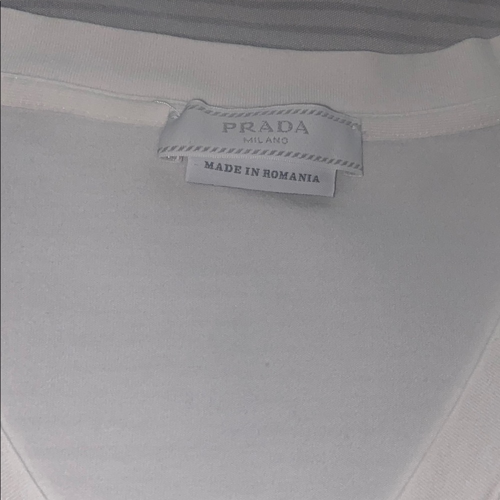 Prada Classic White V-Neck Tee